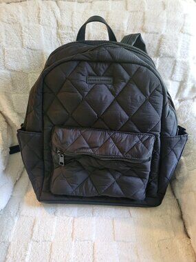 Poppy & Peonies Quilted Brooklyn Backpack, Black, NWOT